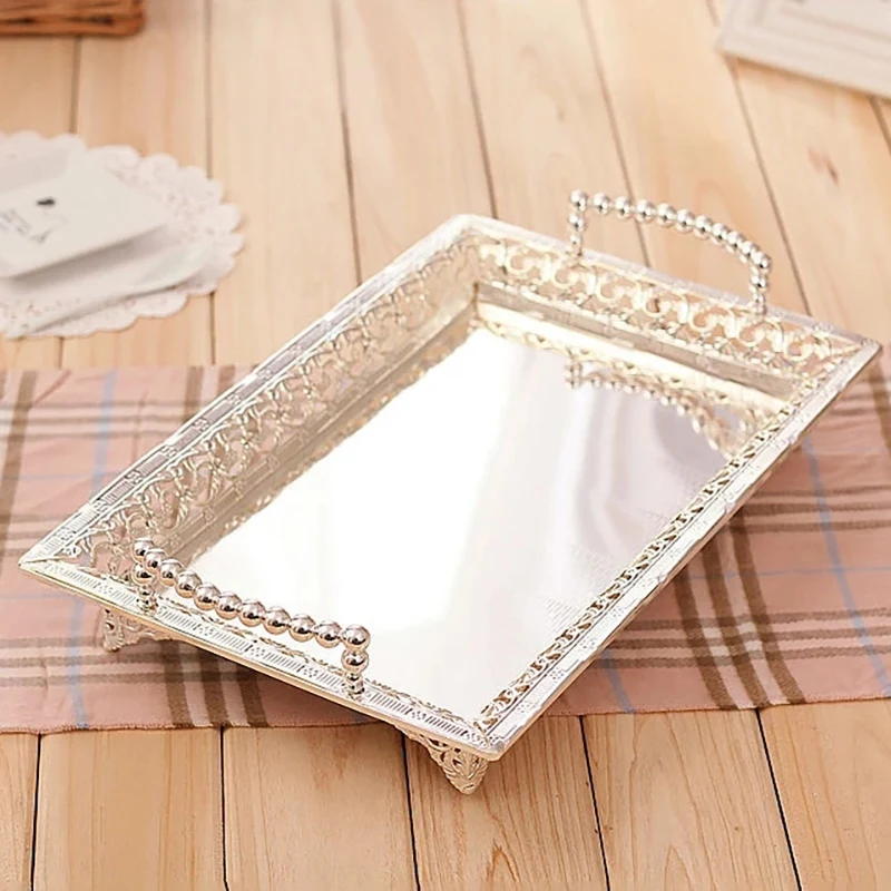 European Style Silver Plated Storage Tray Afternoon Tea Dessert Snack Tray Dessert Table Decoration Fruit Cake Pan