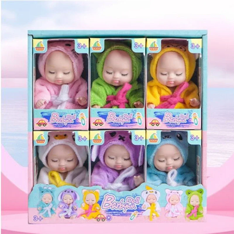 6/8Pcs Set Sleeping Mini Baby Dolls Reborn Lifelike Cute Adorable Dolls With Butterfly Crocodile Sunflower Outfits Playset Giftb