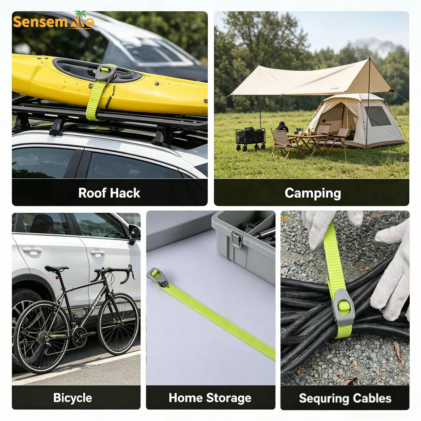 Grip Lock Strap 50cm Heavy Duty Adjustable Ladder Strap with Quick Release Buckle Reusable Cargo Binding Tie Down Securing