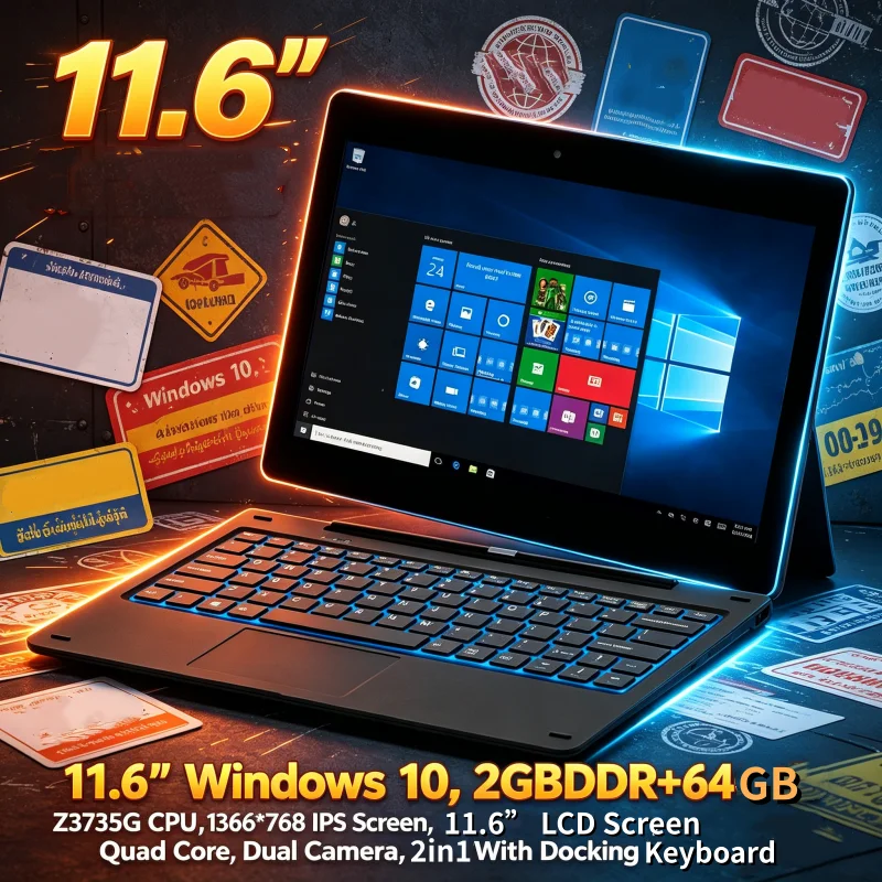 11.6 INCH 2GB RAM 64GB ROM Tablet Z3735G CPU 1366*768 IPS Screen WIFI Quad Core Touch Screen DC Slot 2 in 1 PC G12 Dual Camera