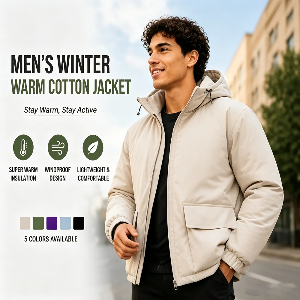 Winter Men's Warm Workwear Parkas Coats Fashion Men Thick Windbreaker Hooded Coats Classic Men Thermal Windbreaker Padded Jacket