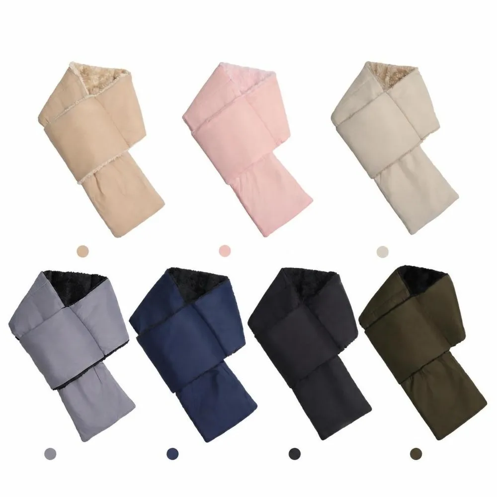Soft Waterproof Neck Warmer Windproof Down Cotton Filled Winter Scarf Thick Furry Texture Thermal Scarf For Men Women