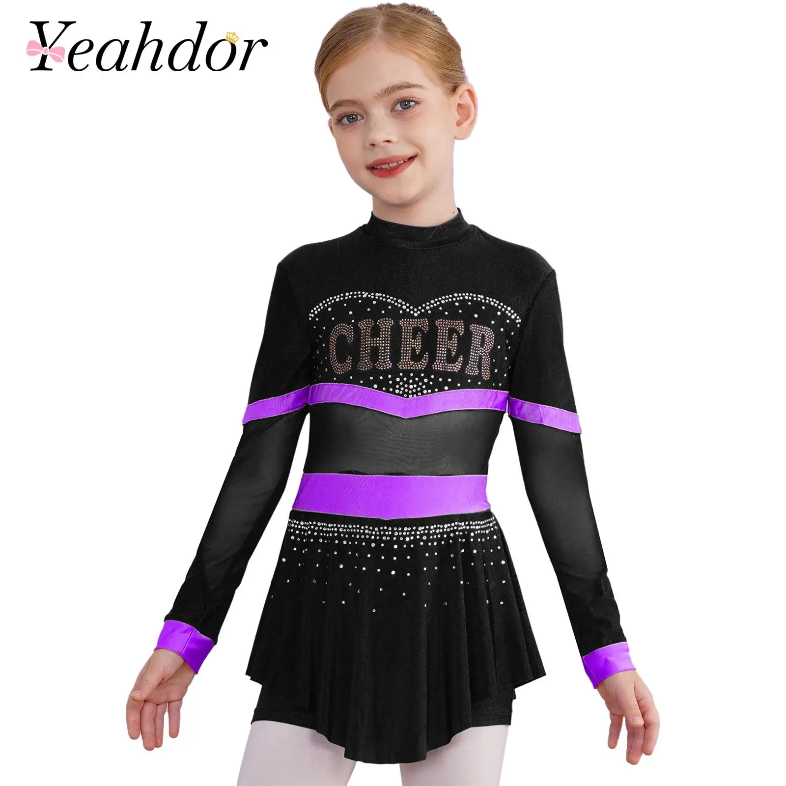 Girls Cheerleading Dress Children Cheerleader Costumes Teens Cheering Team Sports Game Cheer Dance Outfits Dancewear Teamwear