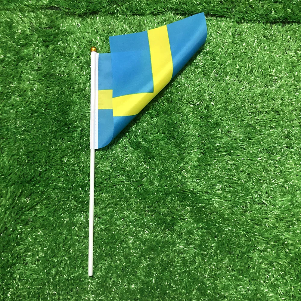 (SKY FLAG) Schwedische Handflagge 14x21cm Polyester Doppelseitige Durchdringung Schwedische Handflagge zur Dekoration – Detail 5