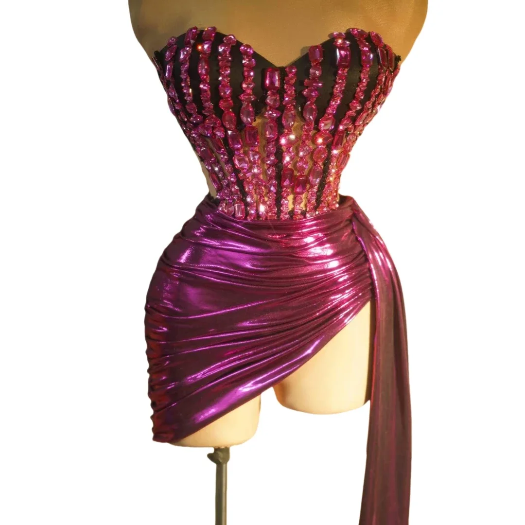 Robe de luxe avec cristaux Flash pour femmes, Costume de danse Drag Queen, accessoires de séance photo, déesse, salle de bal senior, tenue de soirée et de boîte de nuit