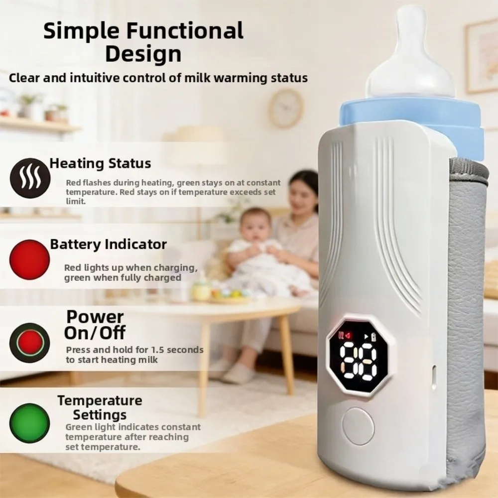 

6 Level Temp Control Baby Milk Warmer BPA Free LED Display Baby Bottle Heater Even Fast Heating Cordless Breast Bottle Warmer