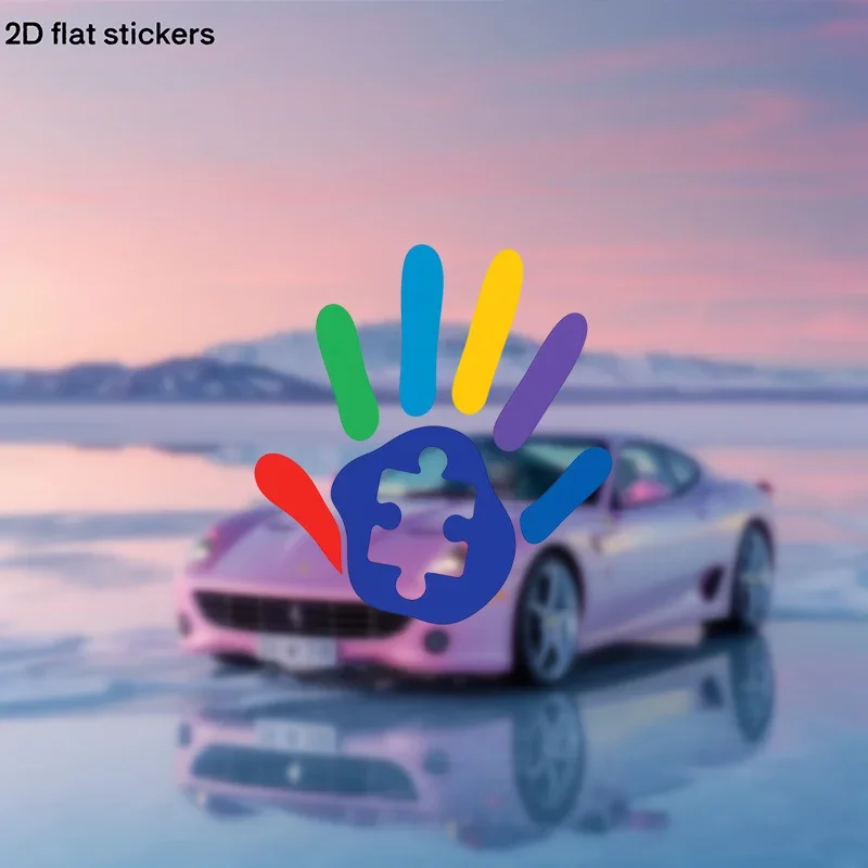 Inclusive Puzzle Hand Car Sticker, Autism Awareness Decal for Car Doors Hoods, Ideal for Showing Support with a Meaningful