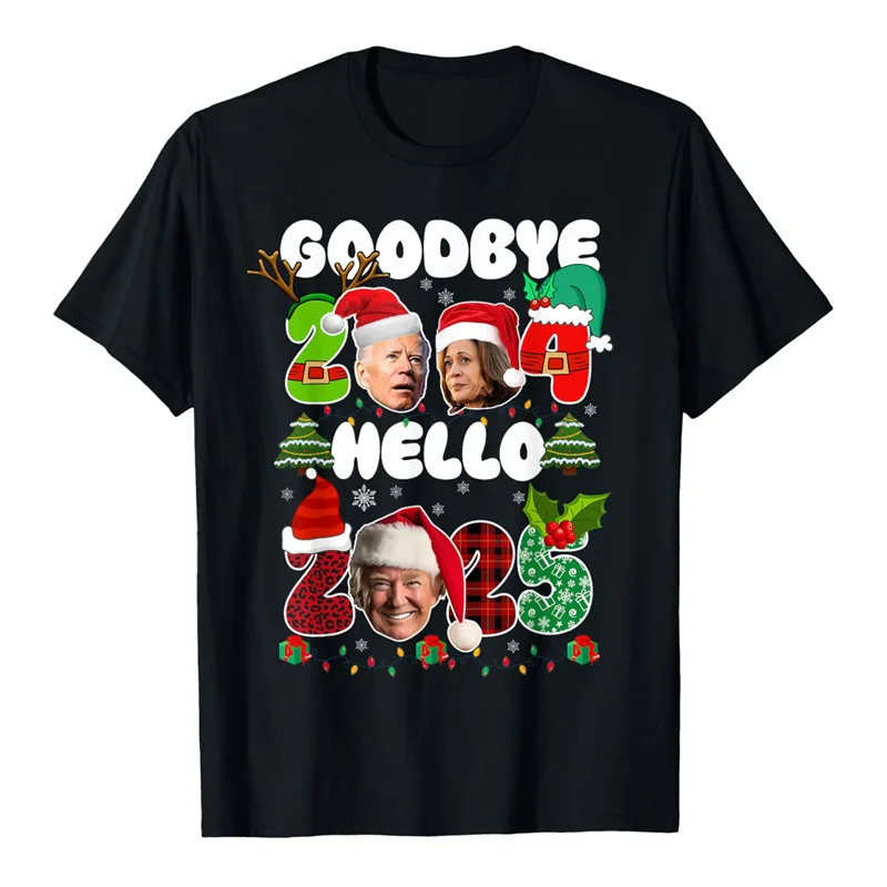 Funny Goodbye 2024 Hello 2025 T Shirt For Men Women 3d Printed Short Sleeve Tees Family Happy New Year Holiday T-Shirt Tops