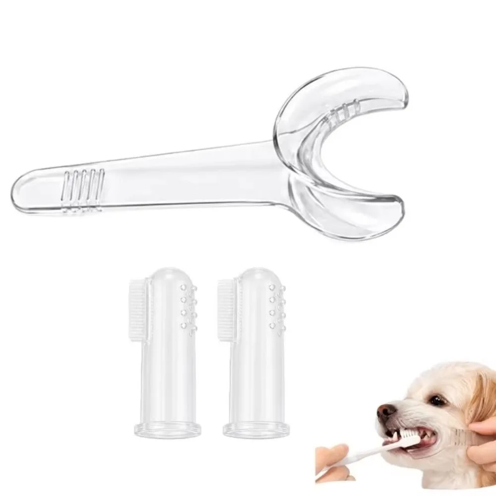 3/4Pcs T-shaped Pet Oral Care Convenient Reusable Pet Tooth Brushing Helper Easy Use Clear Design Teeth Cleaning Tools Puppies
