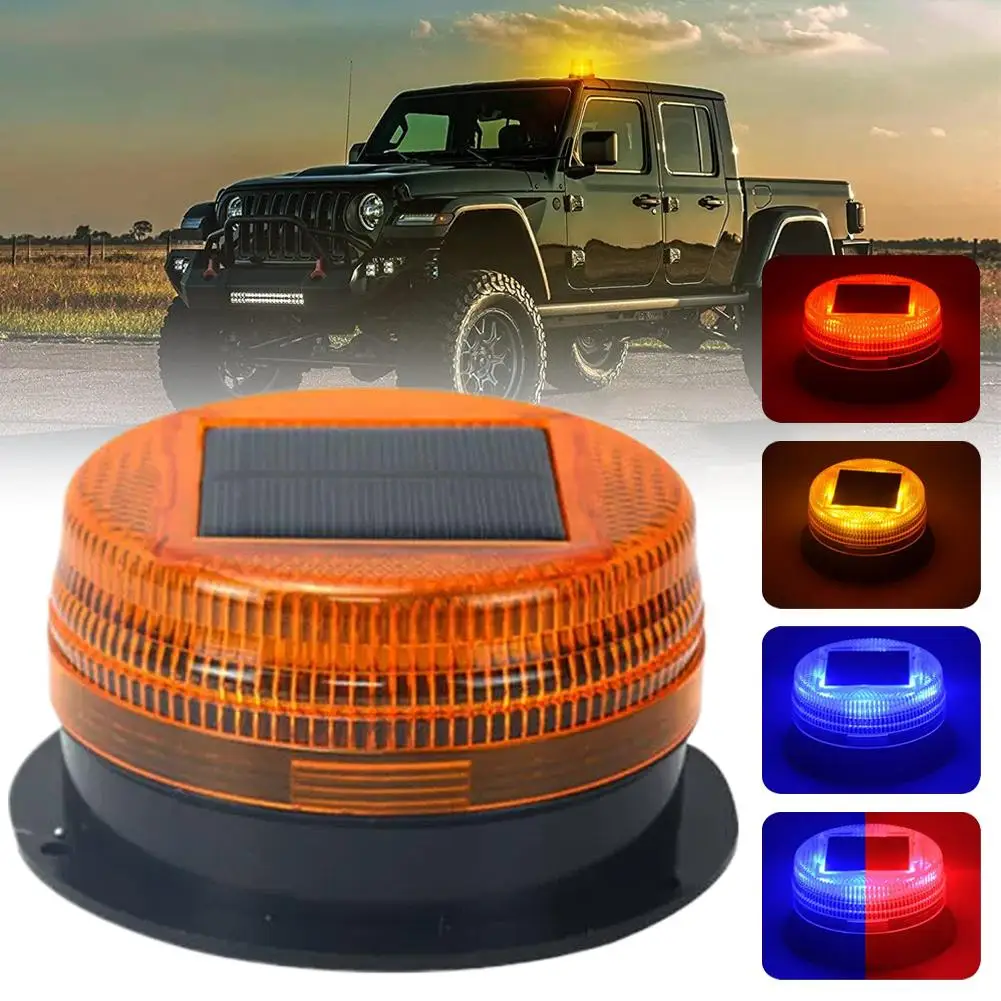 Solar LED Magnetic Warning Light Car Truck Vehicle Wireless Sensor Flashing Beacon Flashlight Night Strobe Signal Emergency U2W0