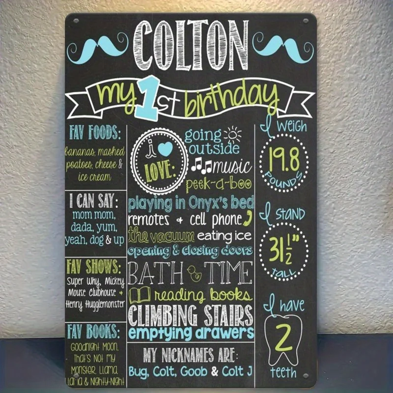 Room Decor  Colton My First Birthday Vintage Iron Metal Sign, es, Wall Hanging for Home, Kitchen, Bedroom, Living Room, Ba