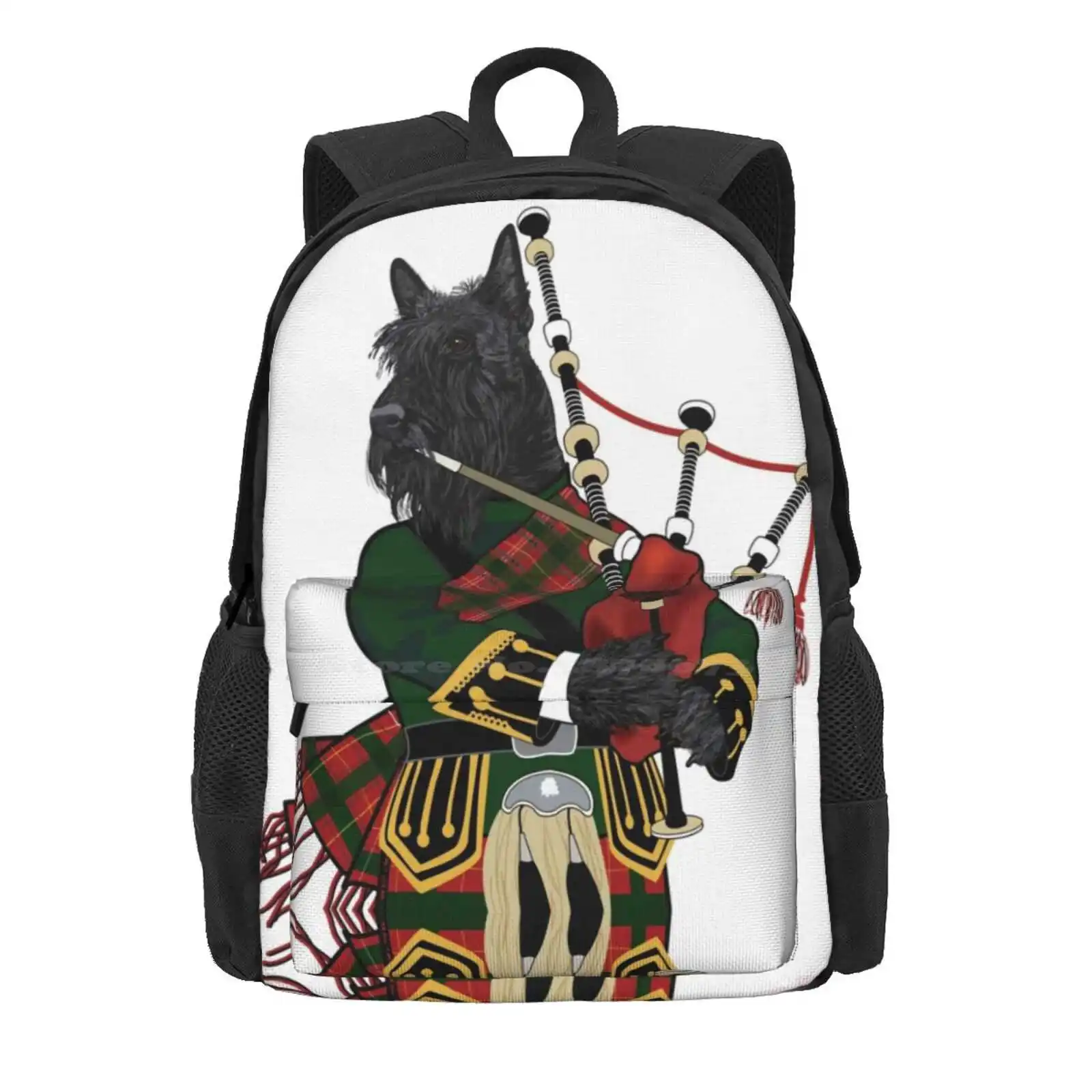 Scottish Terrier Plays The Bagpipes Hot Sale Schoolbag Backpack Fashion Bags Scotty Scotties Scottish Terrier Scottish Bagpipes