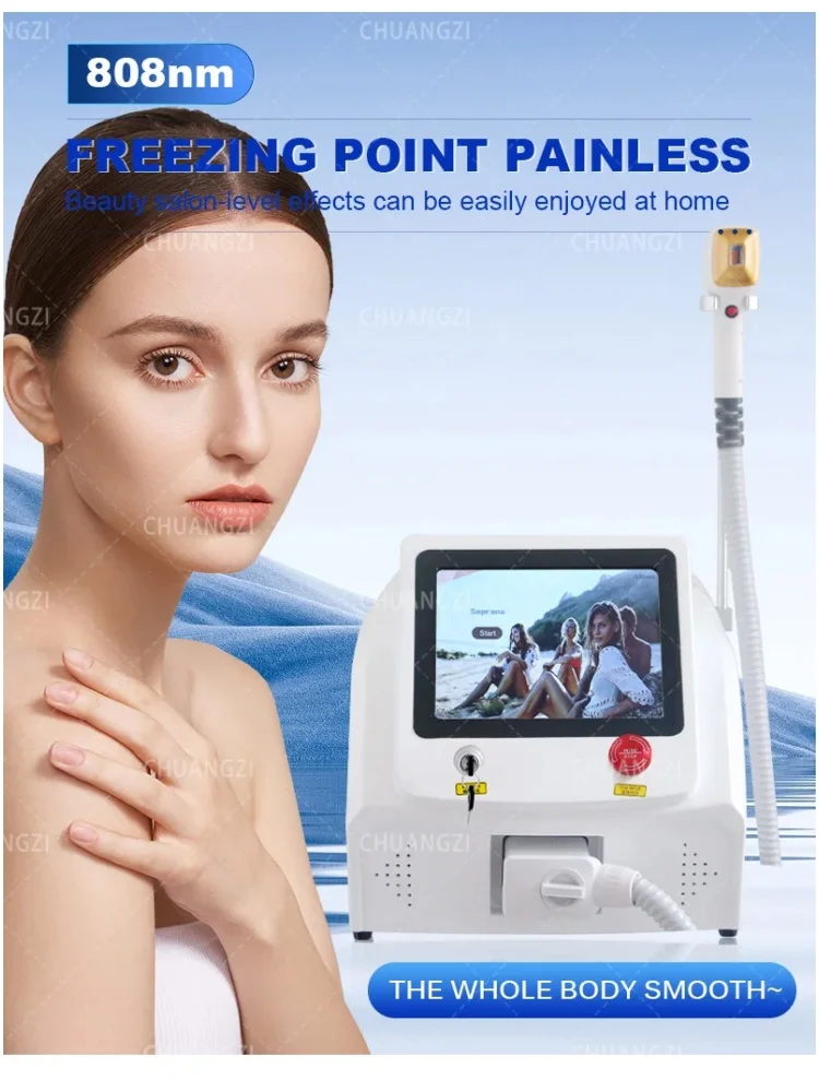 

808nm Diode Laser Portable Freezing Point Hair Remover Machine 755 808 1064nm Triple Wavelength Diode Laser Hair Removal Machine