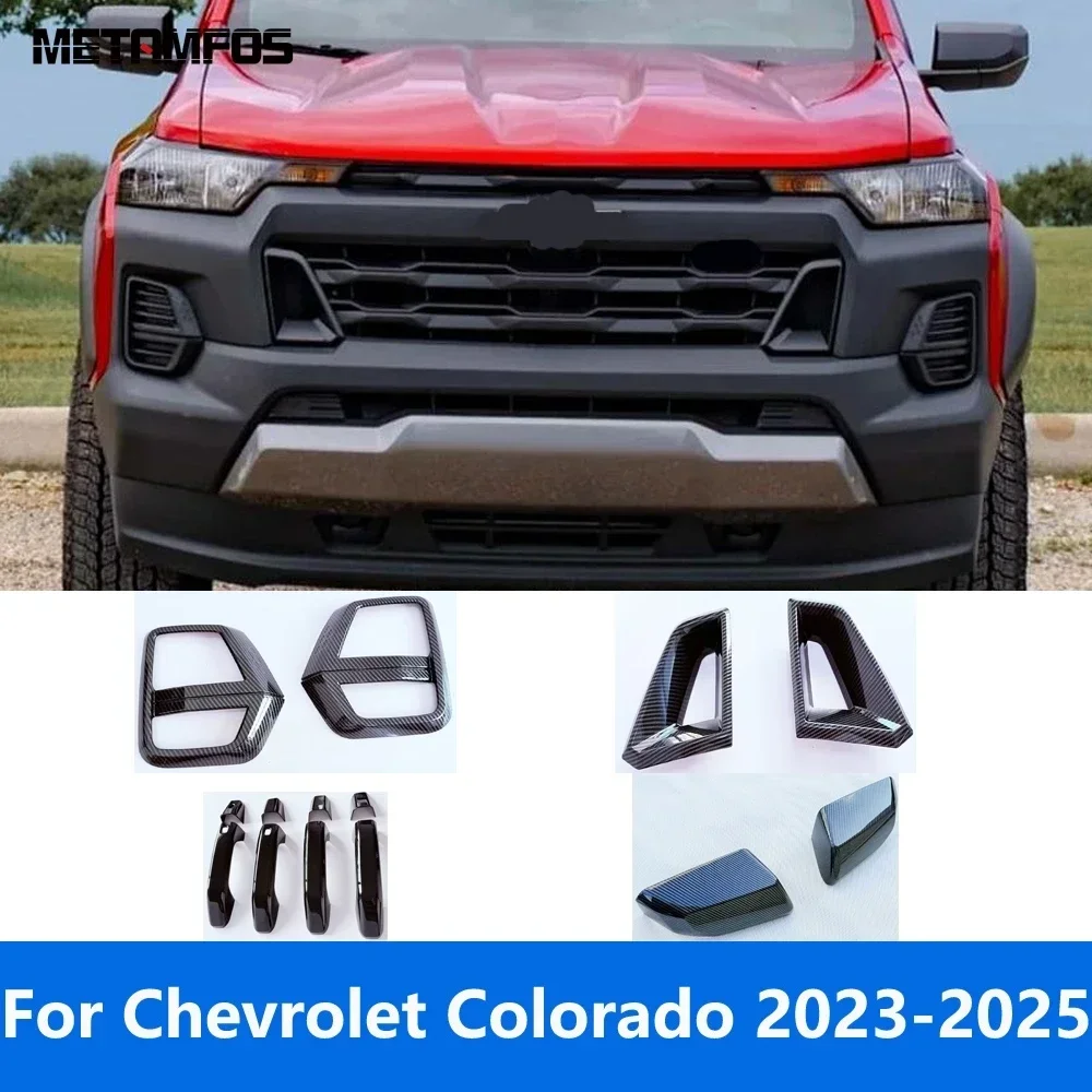 

Автомобильные аксессуары для Chevrolet Colorado 2023 2024 2025, зеркало заднего вида из углеродного волокна, дверная ручка, противотуманная фара, передняя решетка, вентиляционная накладка