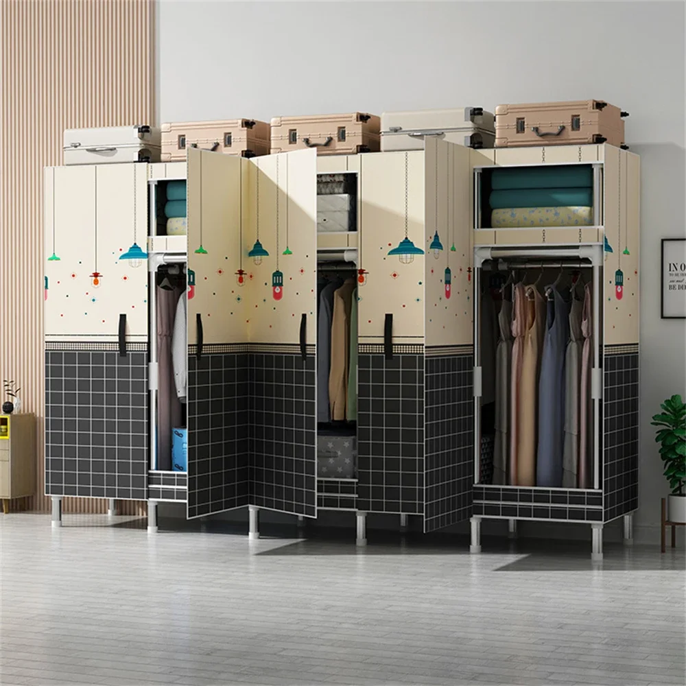 Wardrobes Closet Cloth Bedroom Furniture 85/125/166/207x45x170cm 26mm Steel Pipe Support Storage Household