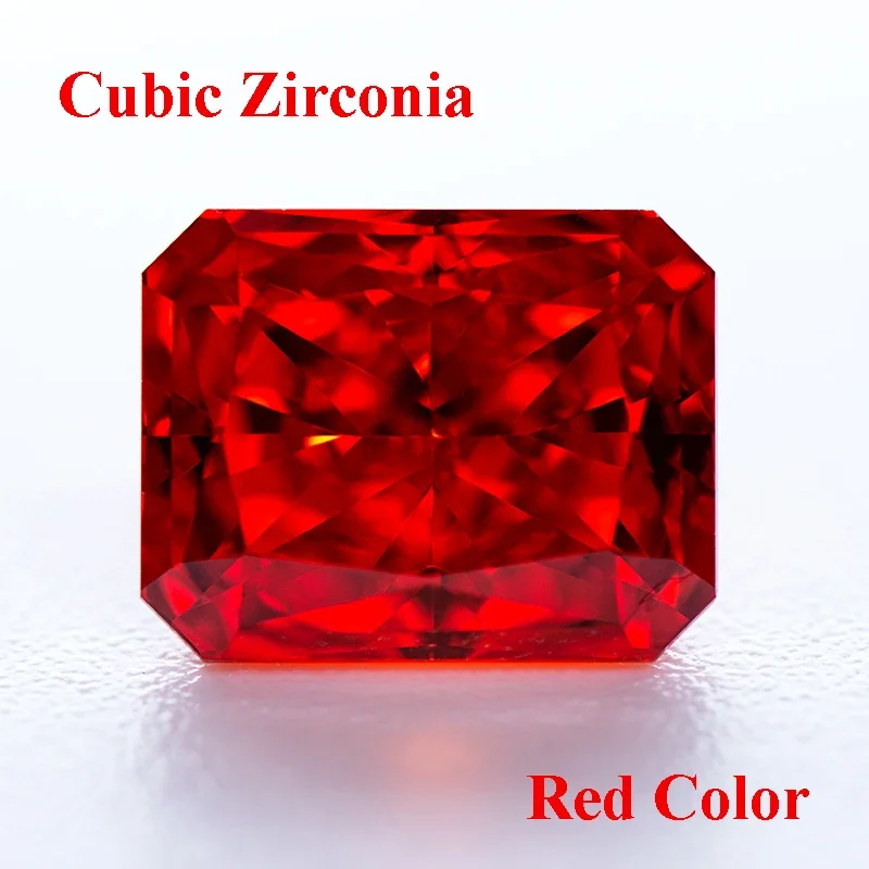 

Cubic Zirconia Crushed Ice Cut Red Color Rectangle Shape Charms Beads for Diy Jewelry Making Pendant Materials No Certificate