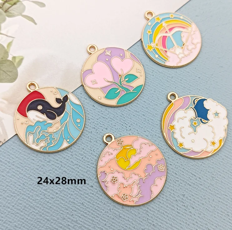 Lot  10 PCS Sun Cloud Rainbow Heart Bottl Charm Earrings  DIY Key chain Necklace Pendant Bracelet Jewelry Handmade Findings Gift