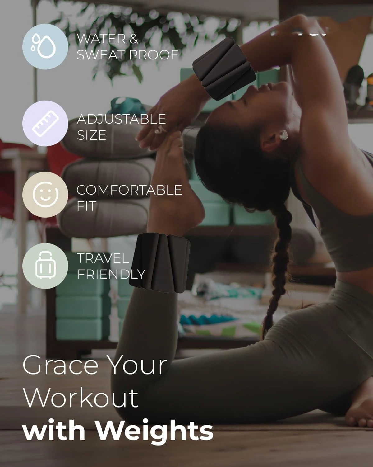 1 Paar Gewichtsbelastbare Handgelenkbandagen für Yoga, Fitness und Training, Verstellbare Knöchel- und Handgelenkschoner, Gewichtsarmband für Jogging – Detail 26