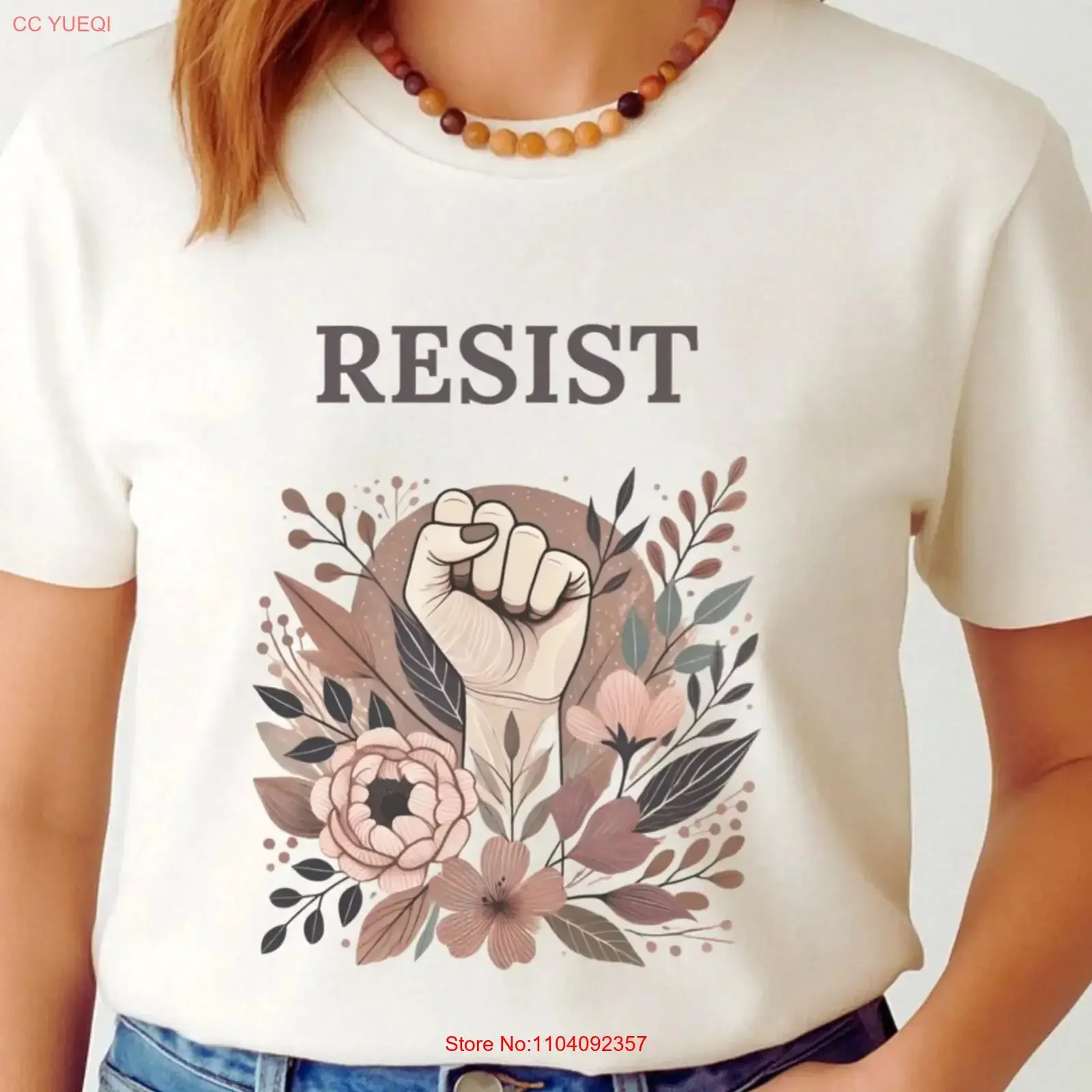 Floral ResisT T Shirt Feminist Protest Women's Rights ActivisT Empowerment Political StatemenT vintage Washed homme Soft