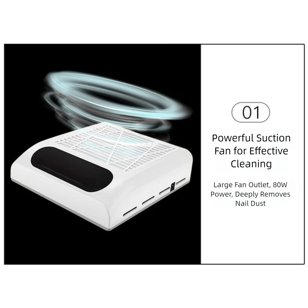 

80W Nail Dust Collector Removable Filter Screen Low Noise Nail Dust Vacuum Cleaner Powerful Suction Extractor Fan