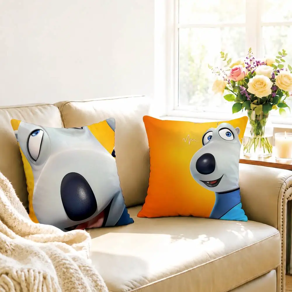 C-Cartoon  B-Bernard Bear Pillow Case Square Double-Sided Sofa Cushion Cover Bedroom Bedside Pillow Gift