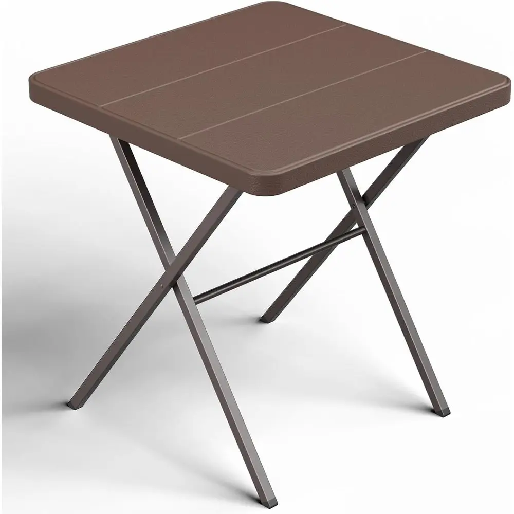 27 Small Foldable Table, Square Card Table with Heavy-Duty Steel Frame, Portable Indoor Outdoor Tables for Camping, Picnic, RV,
