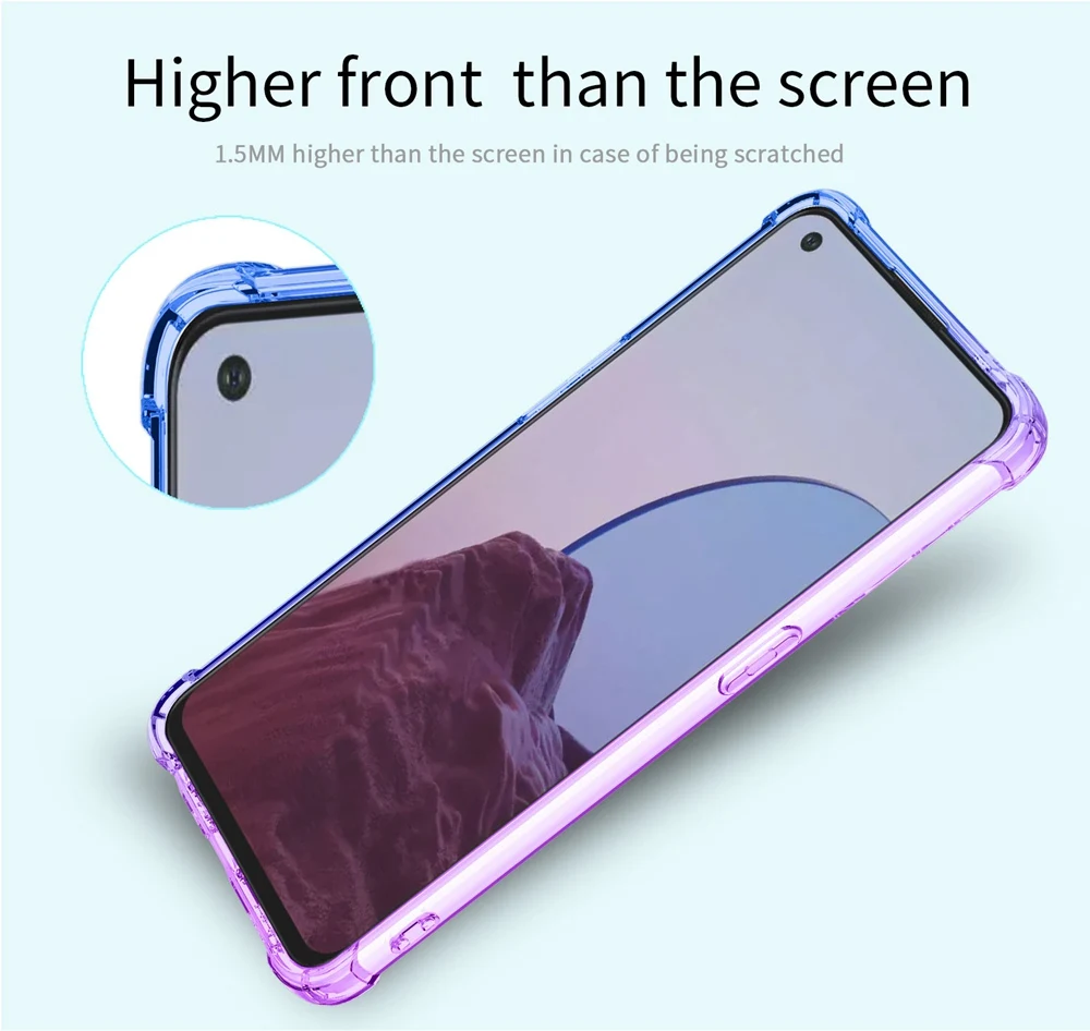 Dla OPPO Reno 7Z A1 Pro wstrząsoodporny etui z efektem gradientu przezroczysty miękkie etui z TPU na telefon zderzak hybrydowy szczupły etui na OPPO Reno7 SE Reno7 Pro