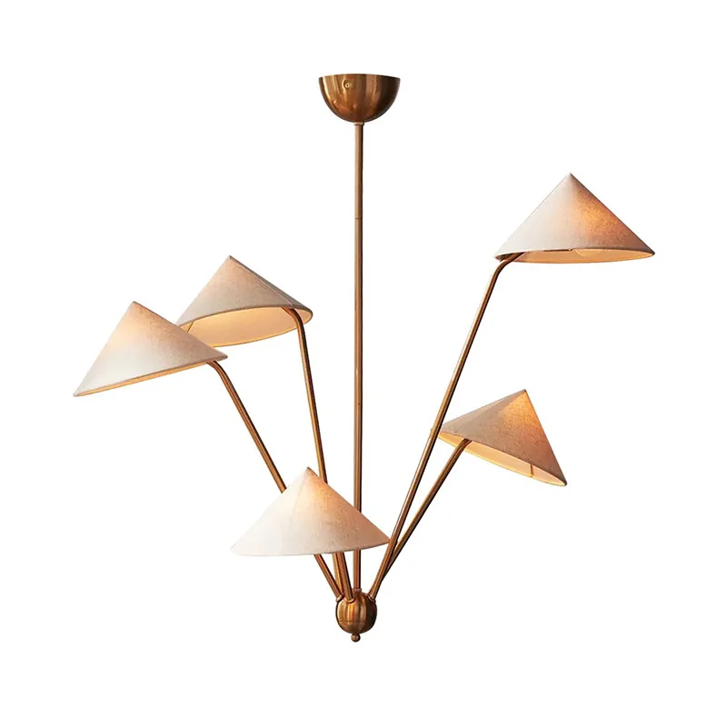 

American retro simple cloth cover wrought iron chandelier new creative personality restaurant villa people