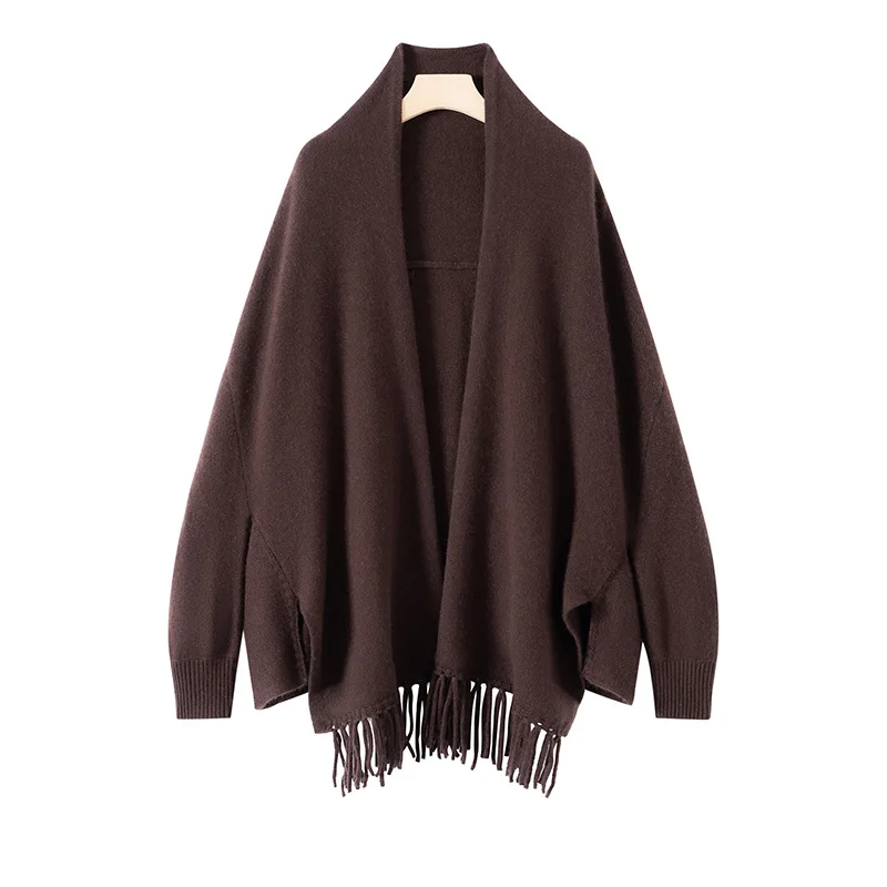 الفاخرة نمط المرأة شرابة شالات كشميرية ربيع الخريف الشتاء 100% الكشمير تريكو سترة سترة التفاف شالات عالية الجودة #3
