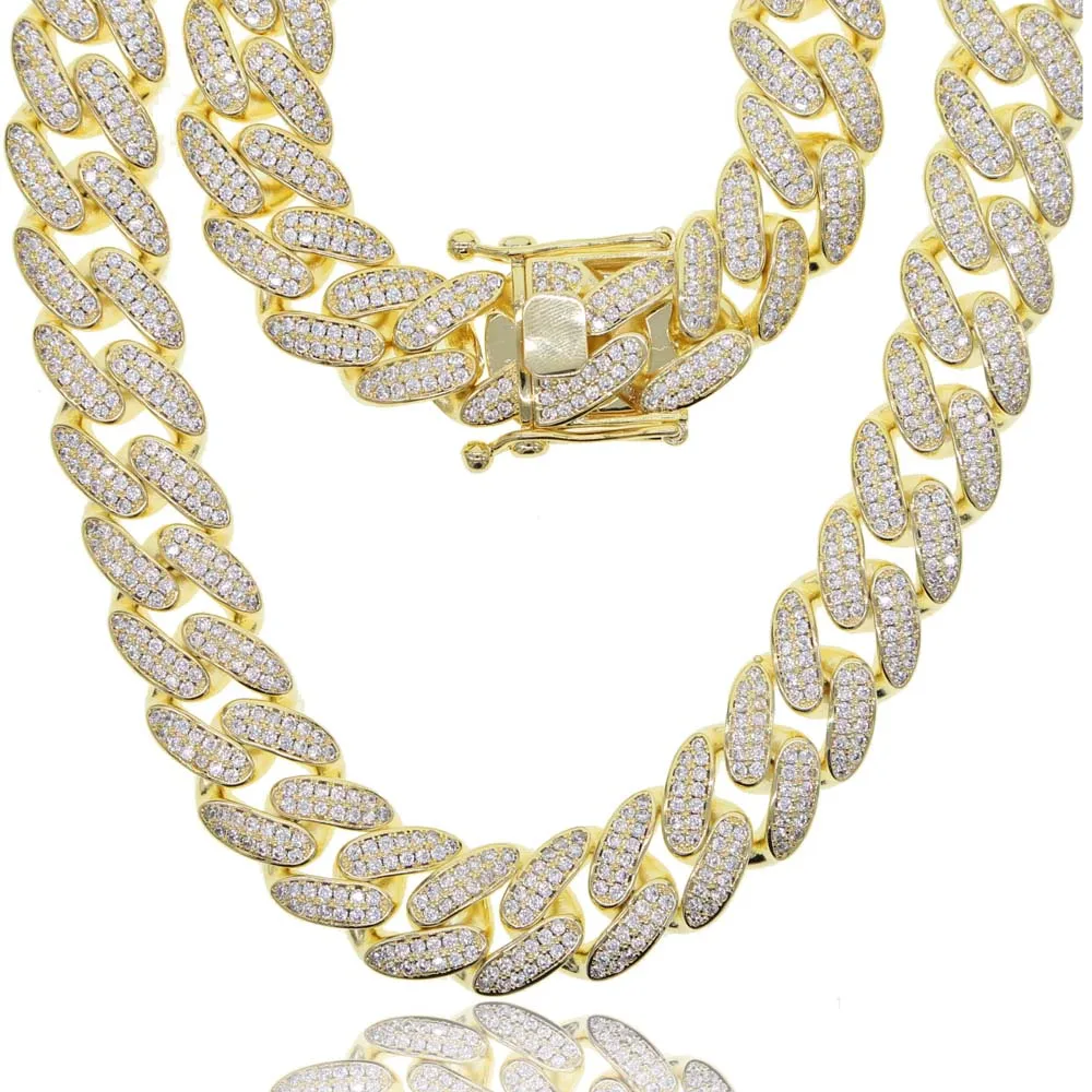 Hip Hop Men Women Jewelry 18mm Width Iced Out Sparking 2row CZ Big Heavy Miami Cuban Link Chain Men Choker Cool Necklace
