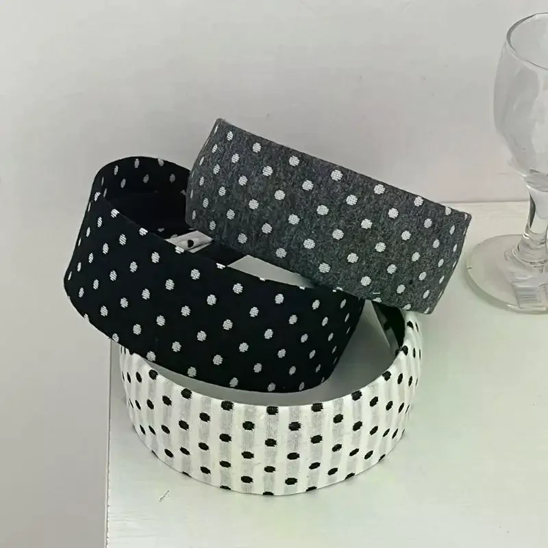 Polka Dot Knit Headband Wide Padded Hair Hoop: Elegant Hair Accessories Women Daily Casual Styling
