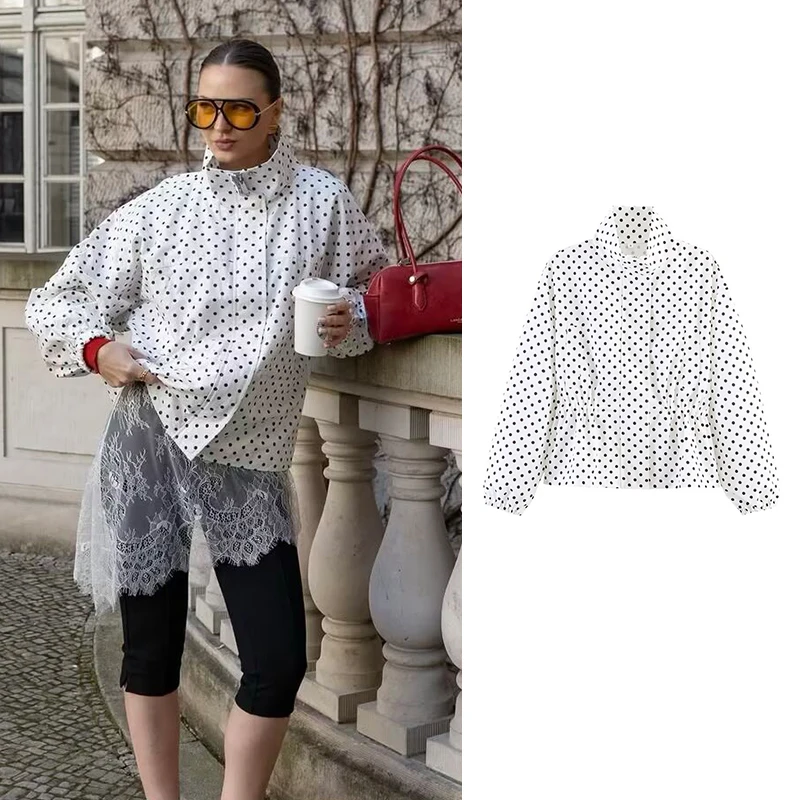 

Spring New Women's Jackets 2026 Fashion Wave Elegant Women's Loose Drawstring Spring Coats Chic Young High-Necked Warm Jackets
