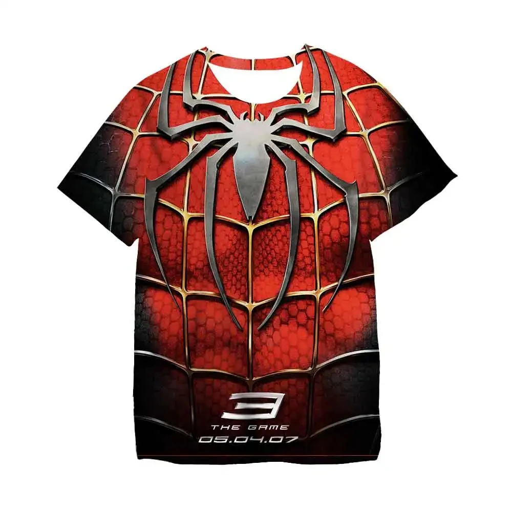 T-shirt imprimé Spider Man 3D pour enfants, t-shirts décontractés pour enfants, vêtements pour adolescents, streetwear de sport amusant, mode classique, été