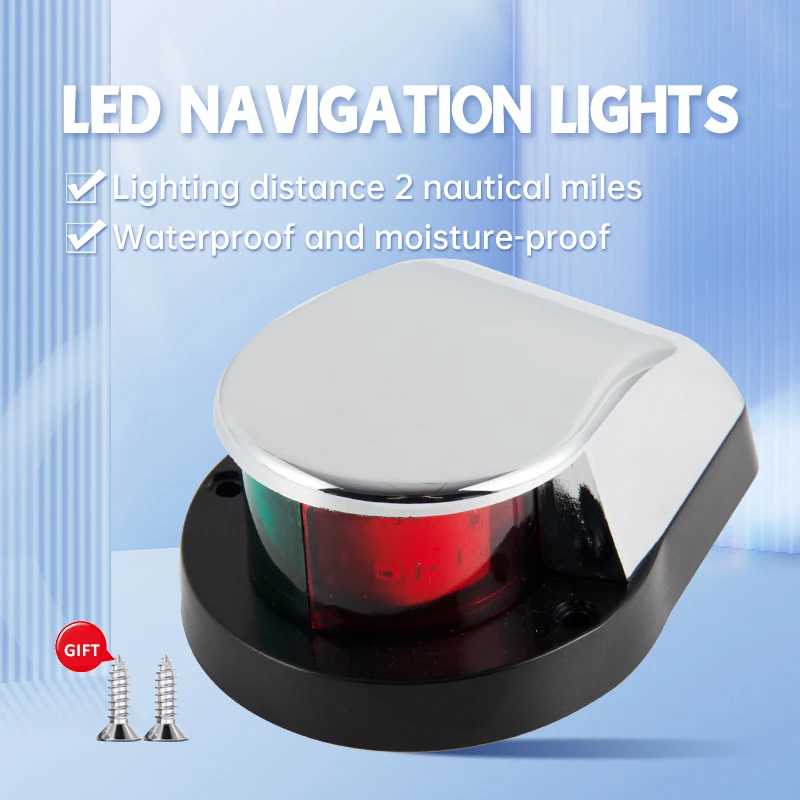 

LED Boat Navigation Lights, Red and Green Signal Lights, Waterproof Warning Lights for Yacht and Marine Boats, Enhances Safety