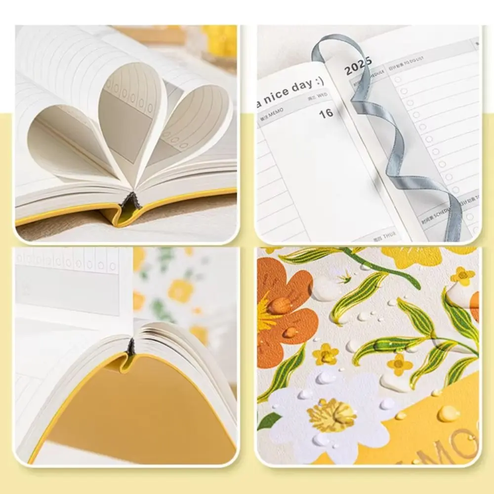 260 Pages Floral Design Diary Notebook Matte Surface Taking Notes Writing Pads To Do List Time Organizer Planner Notepad Student