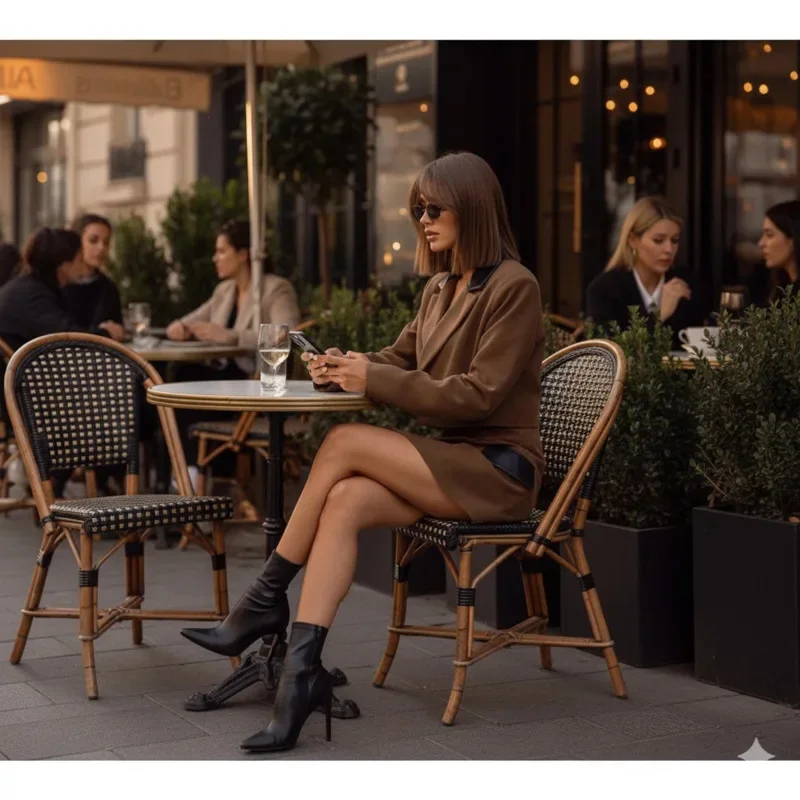 Women Retro Brown Wool Suit Set Blazer Jacket With Mini Skirt Elegant Old Money Style Outfit For Autumn Winter Daily Party Wear