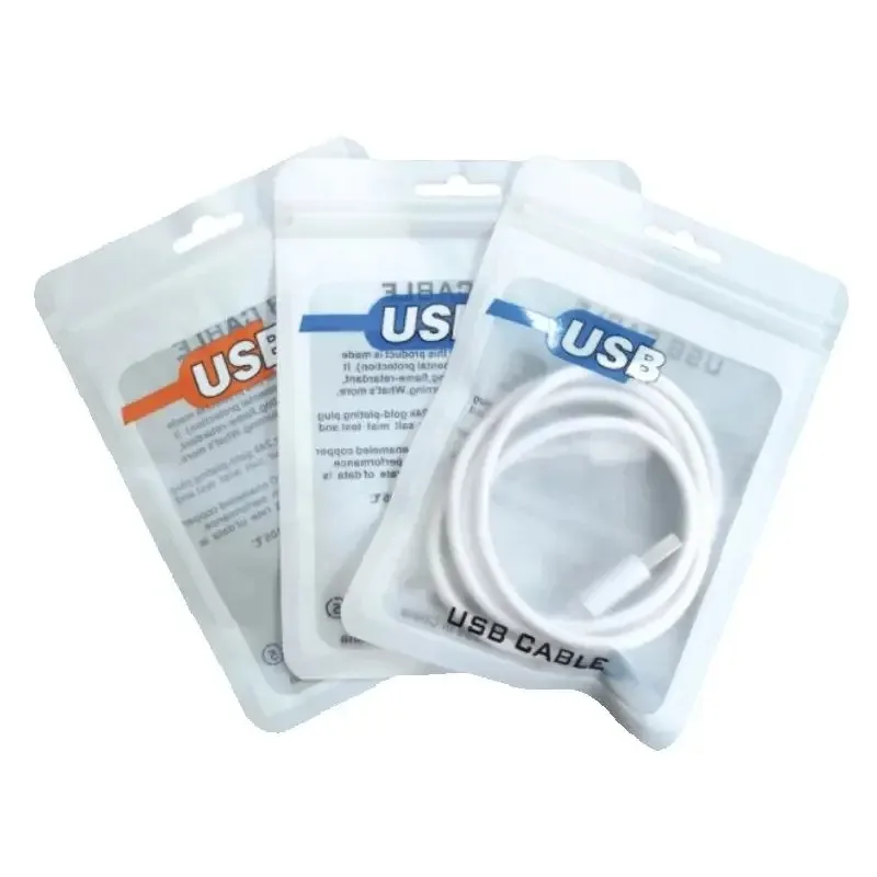 

100PCS Matte White Cable Storage Bags - Zippered Organizer Pouches with Frosted Window for USB Cables & Electronic Accessories