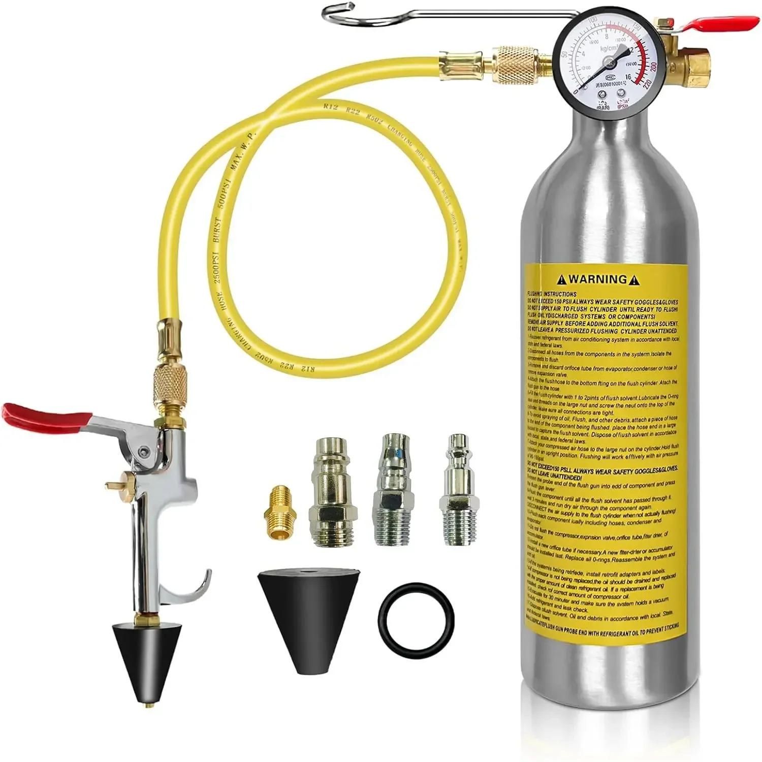 A/C AC Flush Kit, w/Adjustable Relief Valve Heavy-Duty & Safety Air Conditioner System Flush Kit, Car Cleaning Tool Kit Flushing