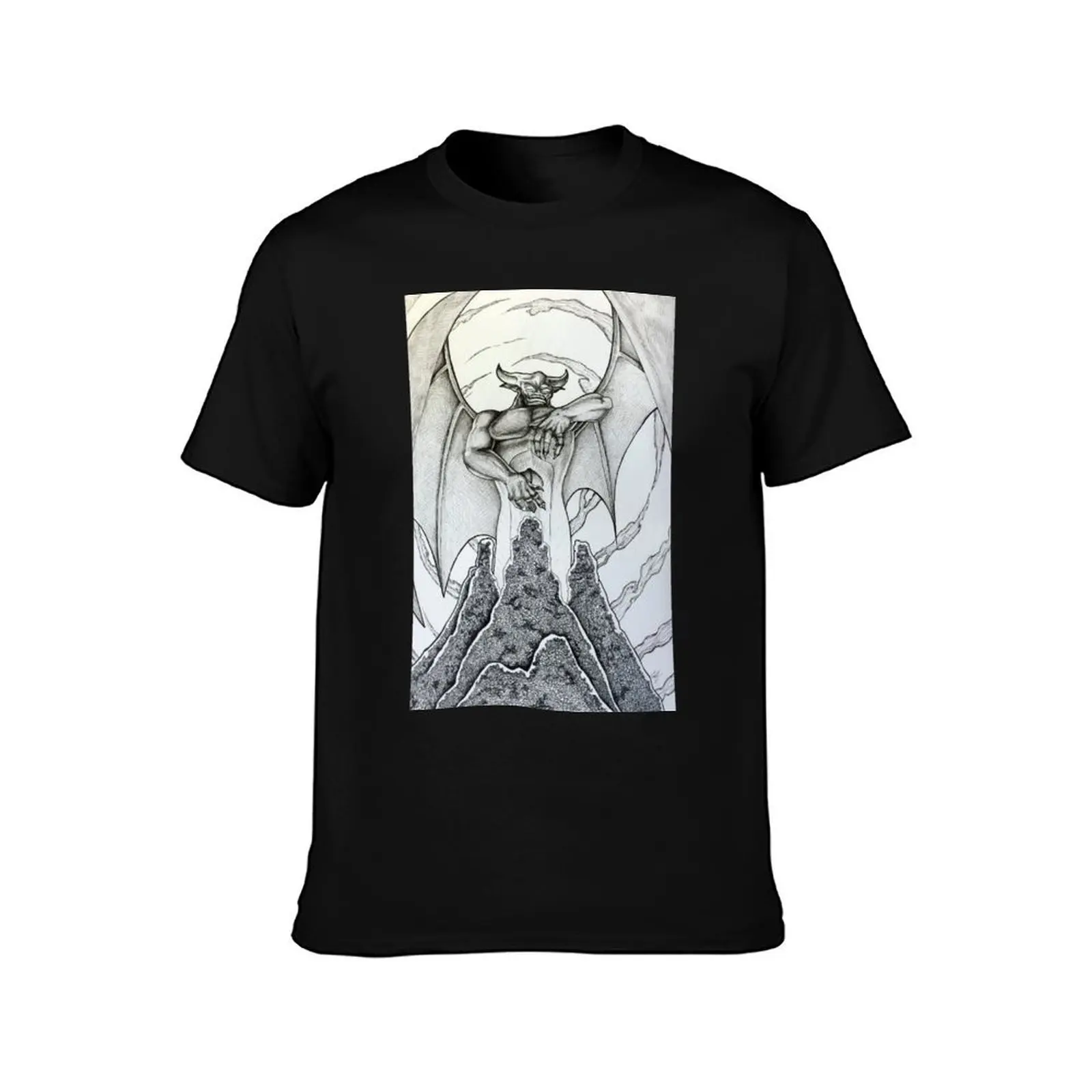 Chernabog in Night on Bald Mountain T-Shirt, Summer Casual Cotton Tee, Oversized Streetwear Tops, Vintage Graphic Print