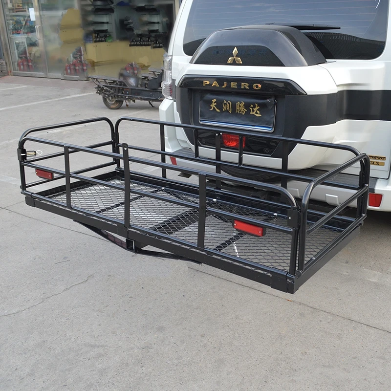 Trailer Hitch Mount Cargo Carrier Rear Folding Luggage Basket Rack Car Truck Box For Universal,RV Parts