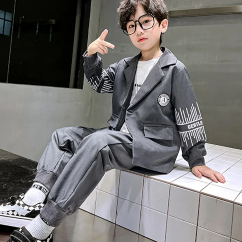 

Boys Coat +Pants Kids Suits 2PCS/Set Cotton 2024 Solid Spring Autumn Cotton Jogging Suit Teenagers Christmas Gift Children Cloth