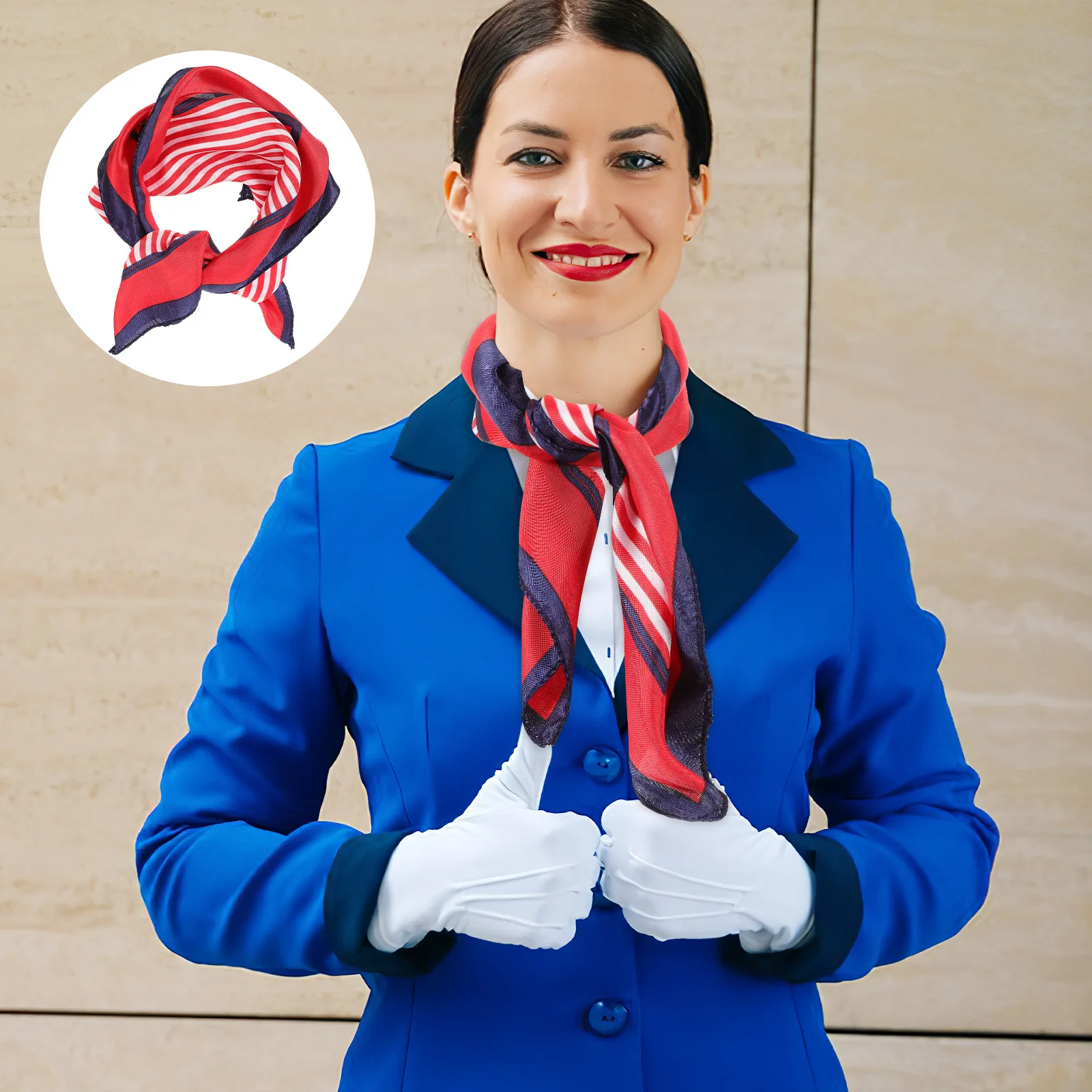 

4pcs Silk-Like Scarf For Women Square Neck Scarf Satin Stewardess Neckwear Lightweight Ladies Accessory Costume Scarves