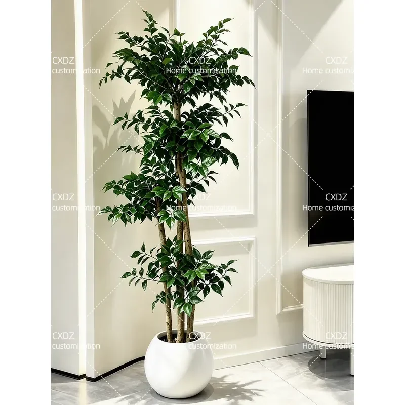 Simulated green plant happiness tree living room large potted plant indoor light luxury decorative flower bionic plant floor
