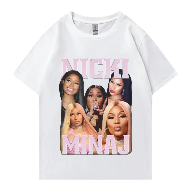 Rapper Nicki Minaj Vintage Hip Hop print T shirt 2024 Men Women summer oversized short sleeve T-shirts Unisex Pure Cotton Tops