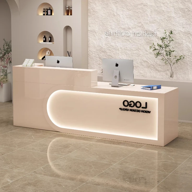 

Luxury Reception Desk Business Beauty Salon Pharmacy Reception Desk Modern Hairdressing Coffee Comptoir Caisse Corner Furniture
