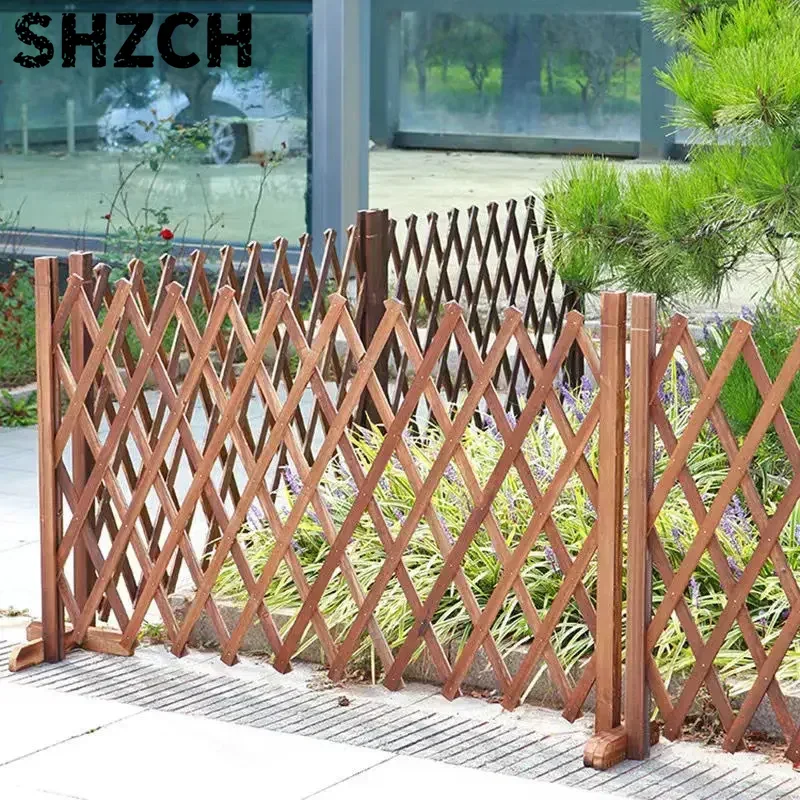 Outdoor Adjustable Design Fence Solid Wood Grid Plant Stand Indoor Pet Barrier Garden Layout Flexible Anti-Rot Fence Guard