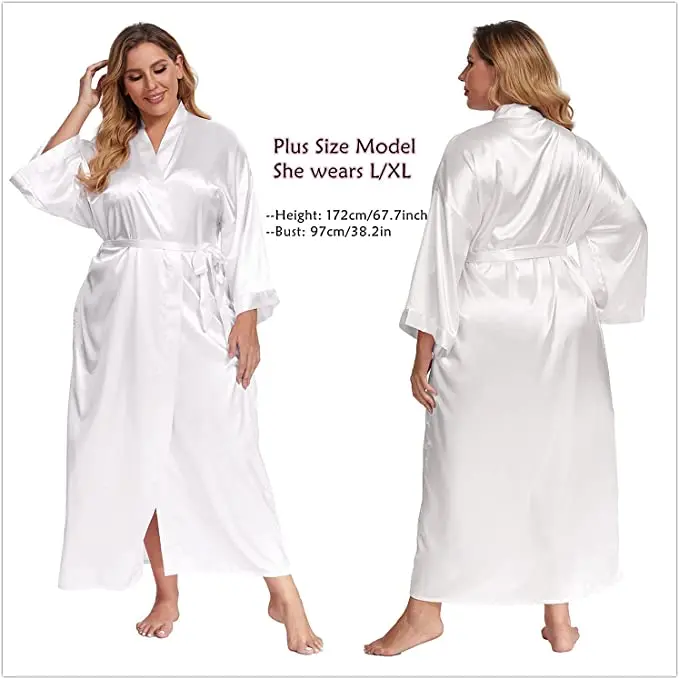 Bathrobe Women Extra Long Sleepwear Robes Silky Robe Charming Night Robe Lengthened Casual Sleepwear Robes Homewear Kimono Robe