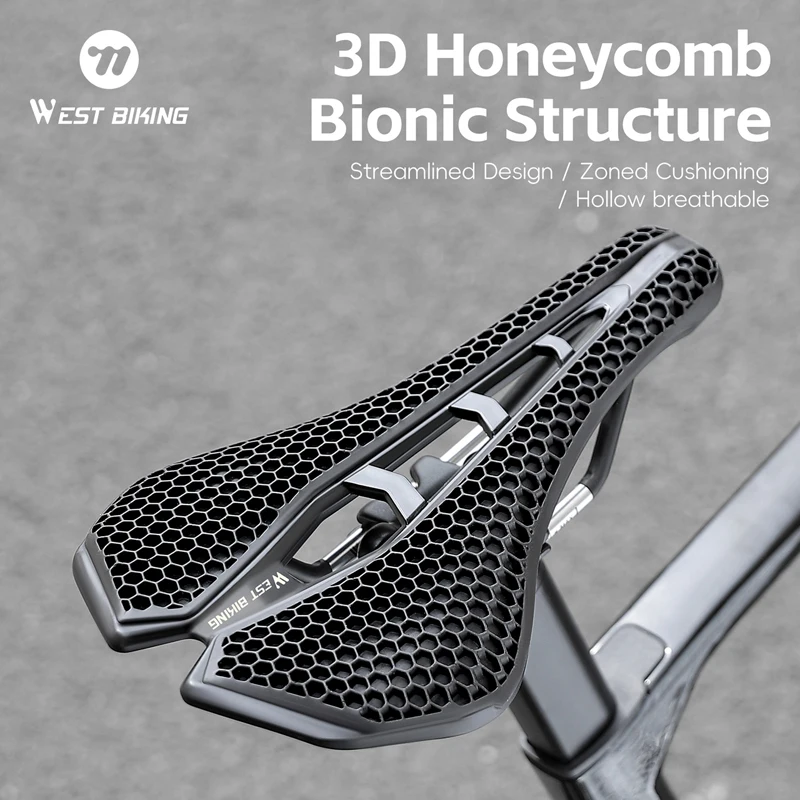 West Biking 3D Printed Honeycomb Road Bike Saddle 276g