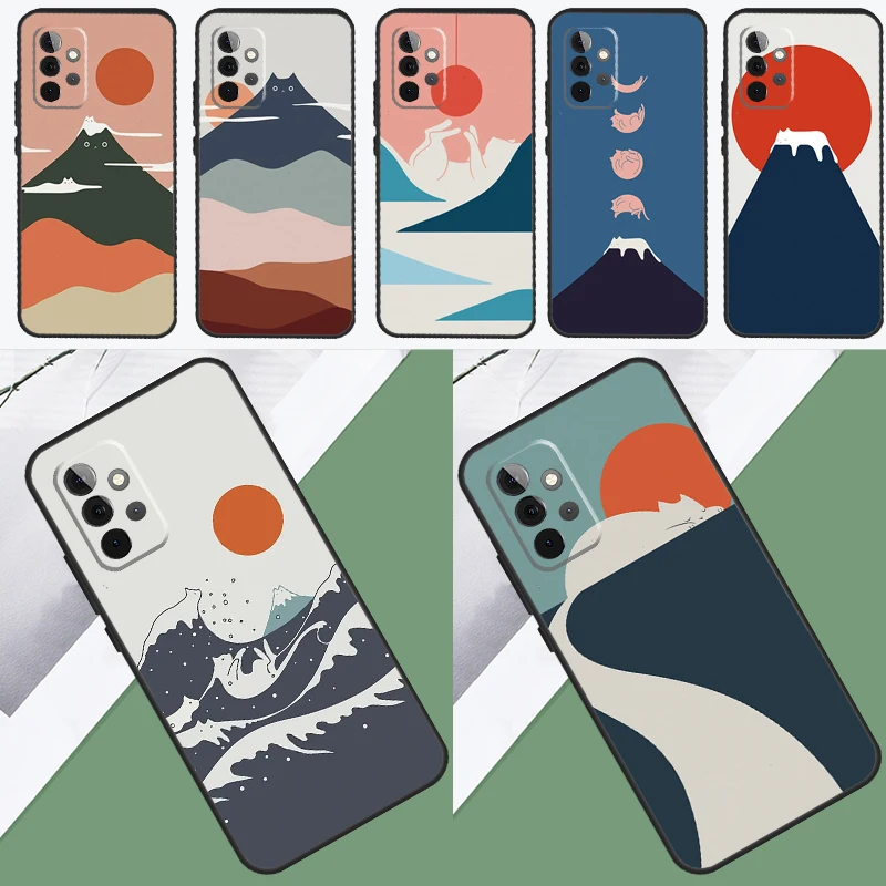 Abstract Cat Mount Fuji Japan Landscape For Samsung Galaxy A34 A54 A14 A71 A51 A13 A23 A33 A53 A73 A12 A22 A52 A32 Phone Case
