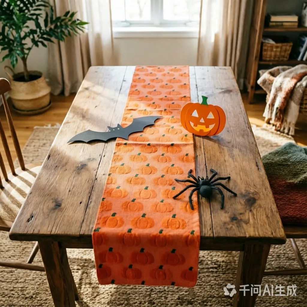 183cm 3D Embossed Pumpkin Table Flag Autumn Farmhouse Table Runner Reusable Tablecloth For Halloween Banquet Table Decoracion